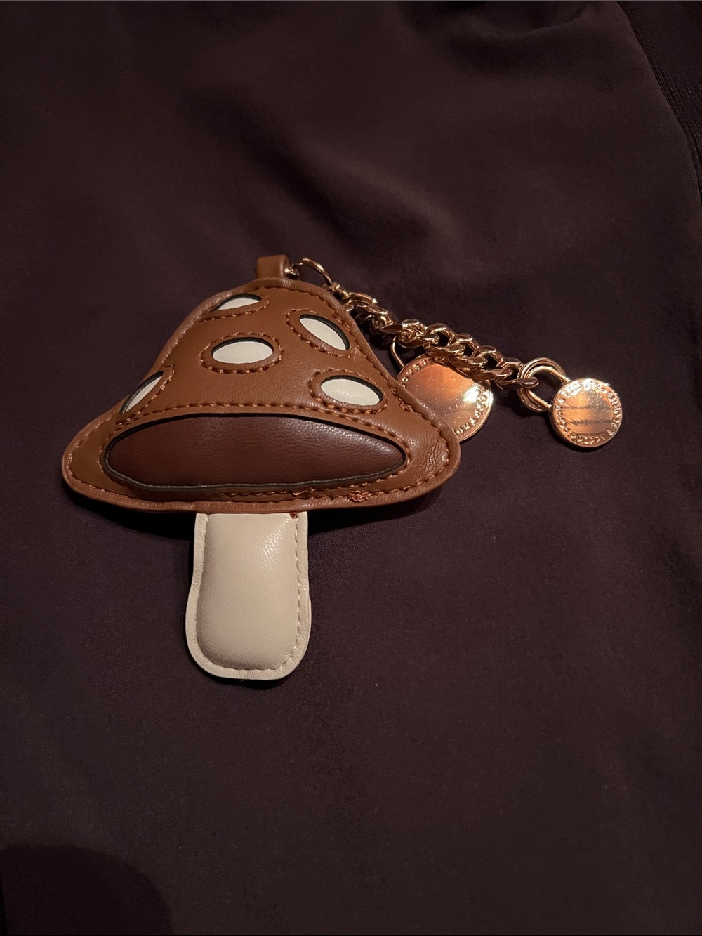 Poppy & Peonies Brown & Cream Mushroom Bag Charm